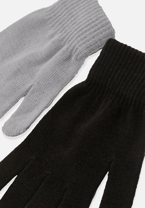 boohoo - 2 pack magic gloves - black & grey