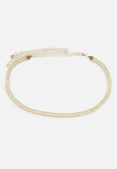 boohoo - Skinny multi chain belt - gold