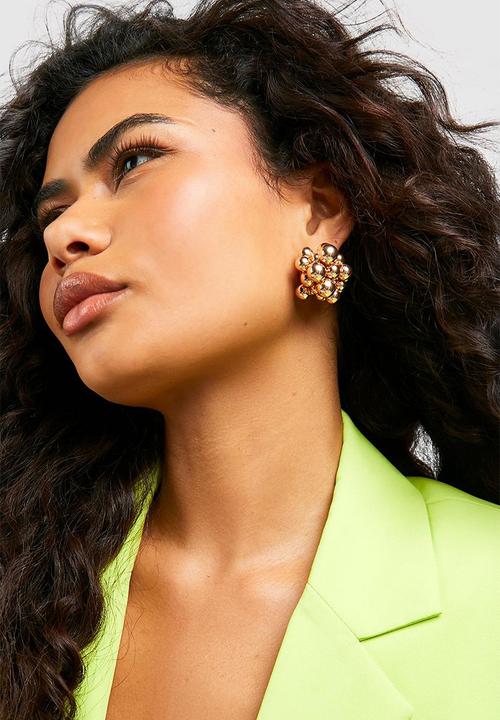 boohoo - Gold ball drop statement earrings - gold