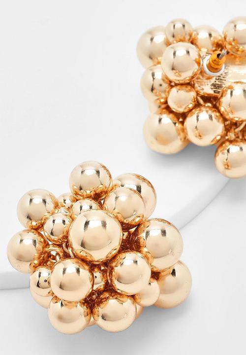 boohoo - Gold ball drop statement earrings - gold