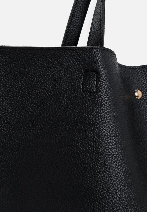 boohoo - Large popper tote shopper bag - black
