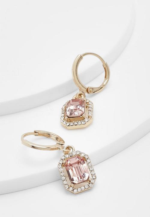 boohoo - Pink halo drop hoop earrings - pink