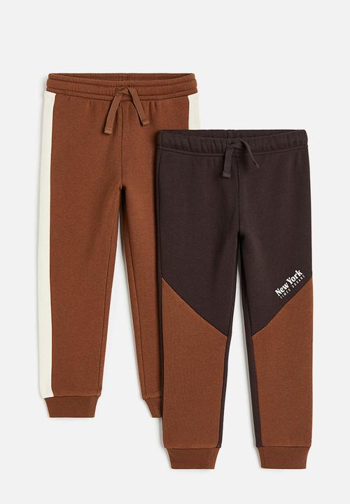 H&M - 2 pack joggers - brown block-coloured 