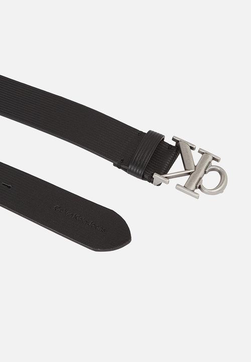 Calvin Klein - Round mono pl leather tx belt 35mm - black