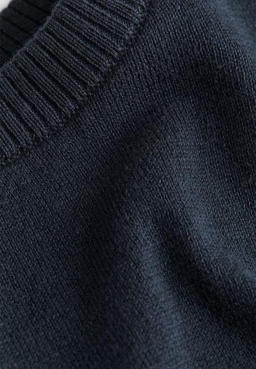 H&M - Fine-knit cotton jumper - navy blue 