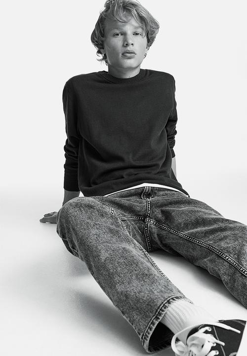 H&M - Fine-knit cotton jumper - navy blue 