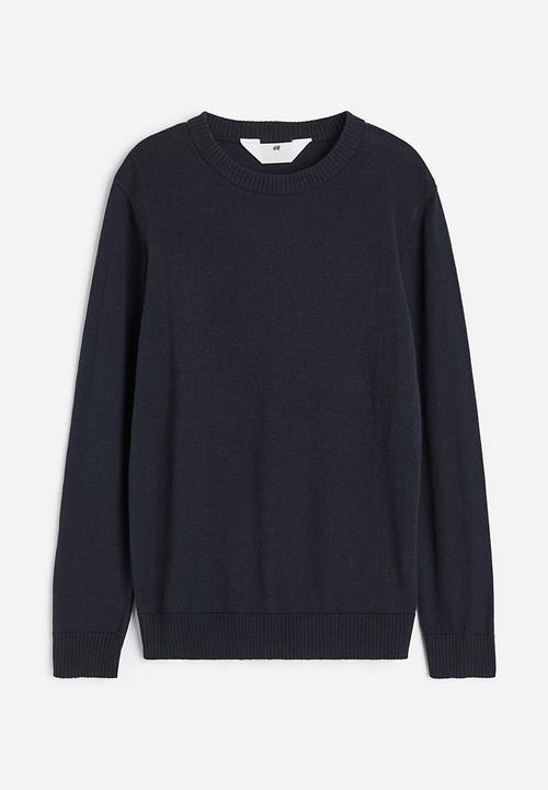 H&M - Fine-knit cotton jumper - navy blue 