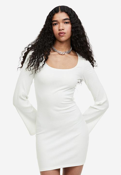 H&M - Ribbed bodycon dress - white