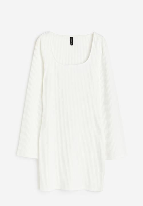 H&M - Ribbed bodycon dress - white