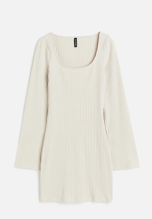 H&M - Ribbed bodycon dress - light beige