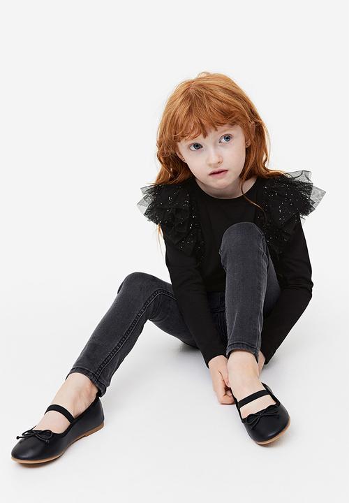 H&M - Flounce-trimmed top - black