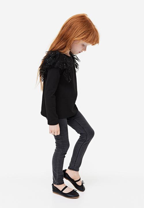 H&M - Flounce-trimmed top - black