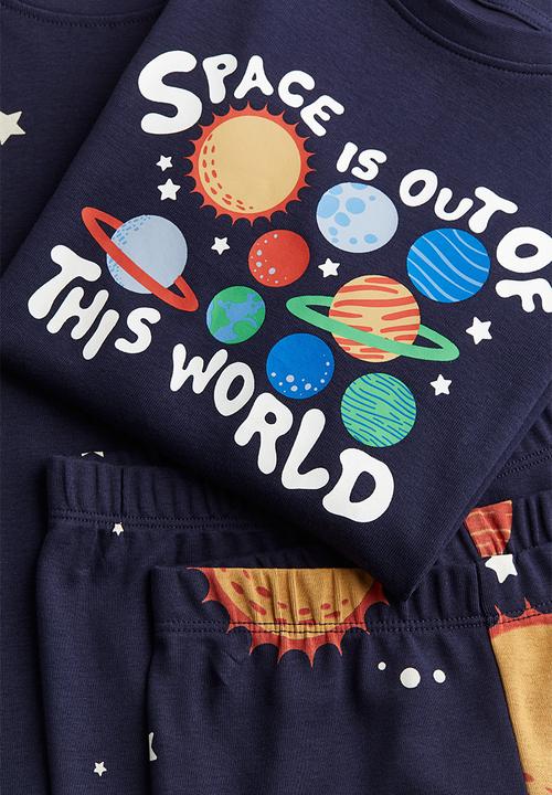 H&M - 2 pack printed pyjamas - navy blue space