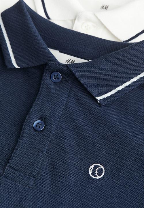 H&M - 2 pack piqué polo shirts - navy blue & white