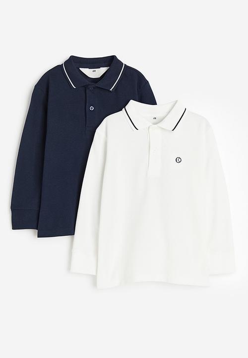 H&M - 2 pack piqué polo shirts - navy blue & white