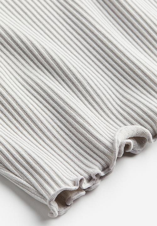 H&M - Ribbed off-the-shoulder top - light grey