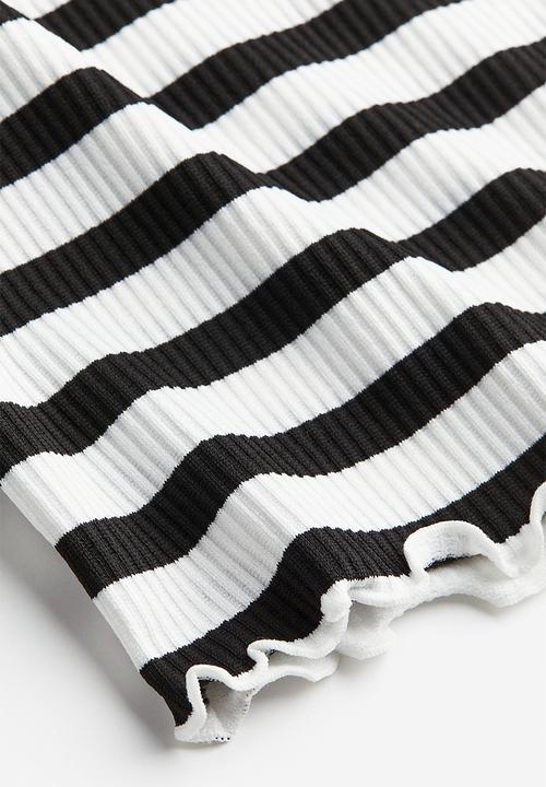 H&M - Ribbed off-the-shoulder top - black striped