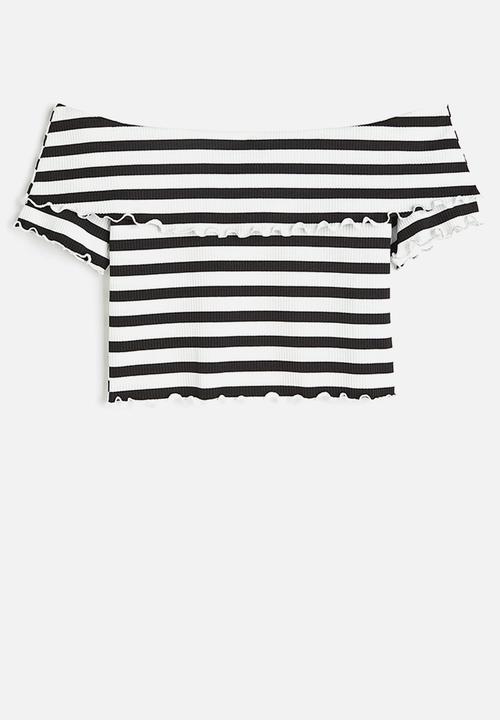 H&M - Ribbed off-the-shoulder top - black striped