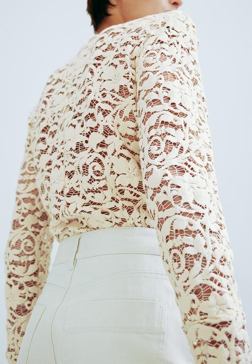 H&M - Sheer lace top - natural white