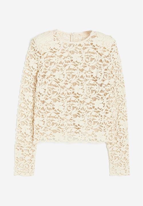 H&M - Sheer lace top - natural white