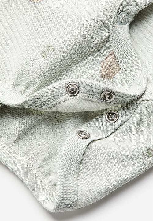 H&M - 2 piece ribbed cotton set - light green hedgehog