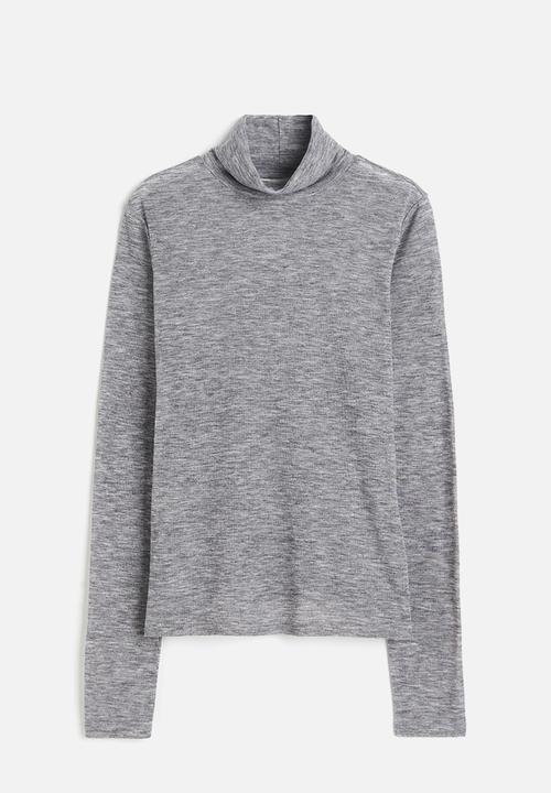 H&M - Polo-neck top - grey marl