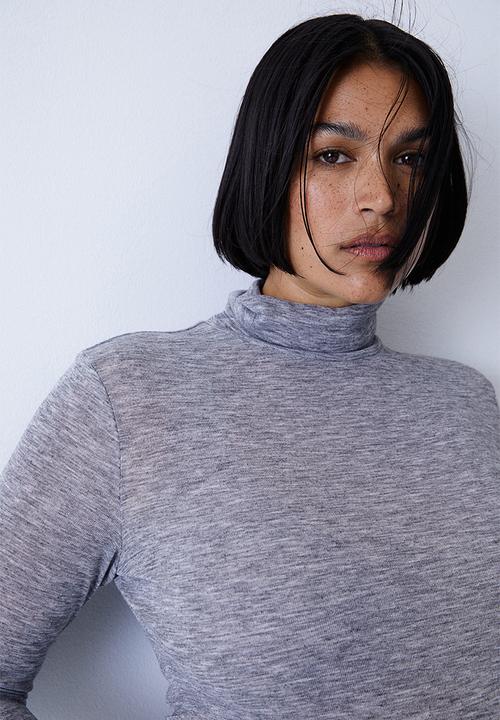 H&M - Polo-neck top - grey marl