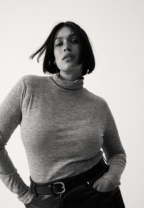 H&M - Polo-neck top - grey marl