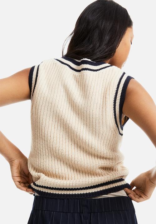 H&M - Rib-knit sweater vest - beige & black