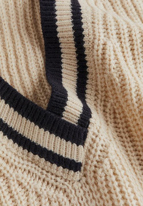 H&M - Rib-knit sweater vest - beige & black