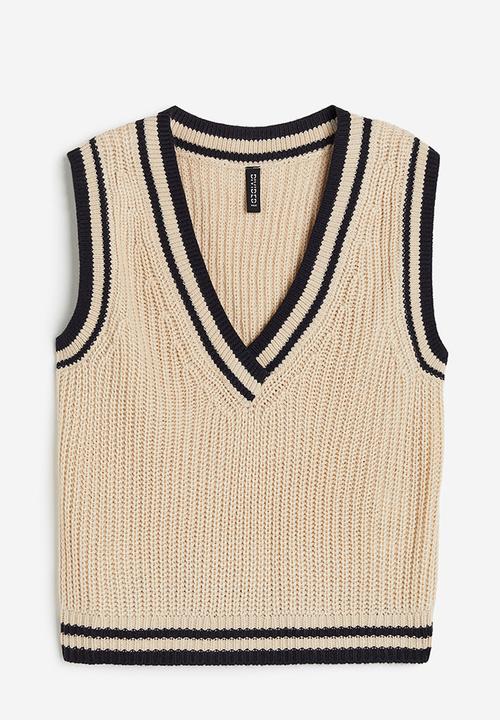H&M - Rib-knit sweater vest - beige & black