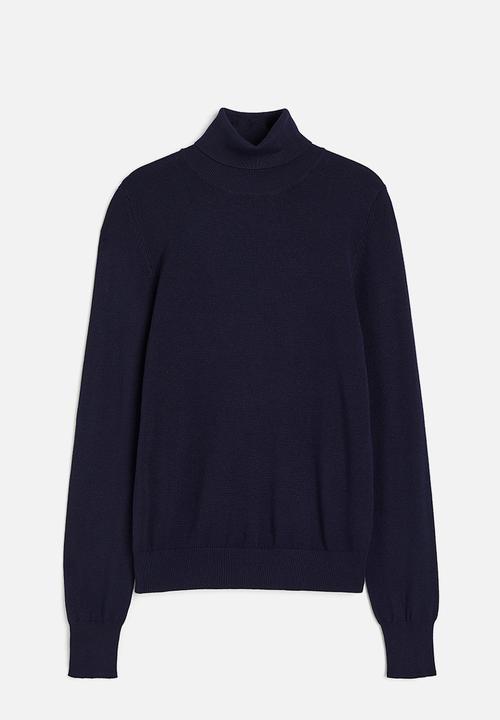 H&M - Polo-neck jumper - navy blue