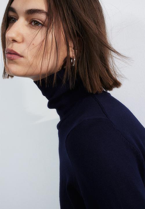 H&M - Polo-neck jumper - navy blue