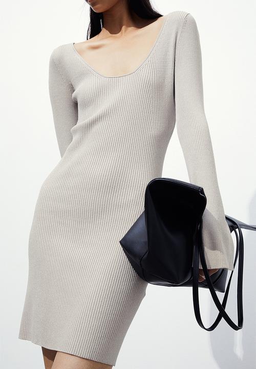 H&M - Rib-knit dress - light greige