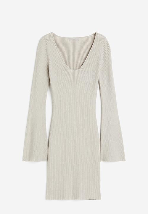 H&M - Rib-knit dress - light greige