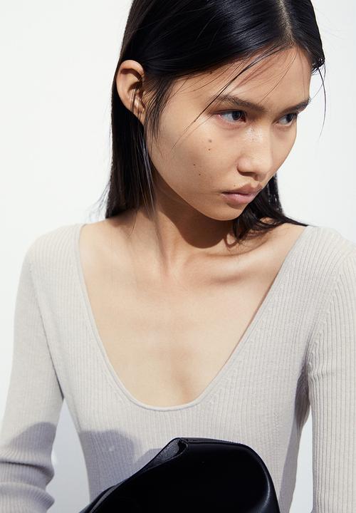 H&M - Rib-knit dress - light greige