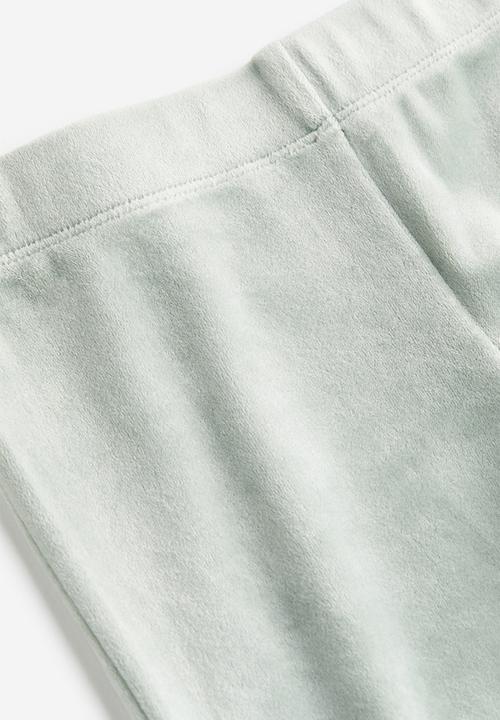 H&M - Flared velour leggings - light sage green