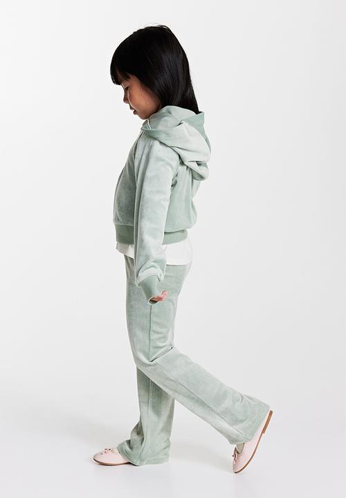 H&M - Flared velour leggings - light sage green
