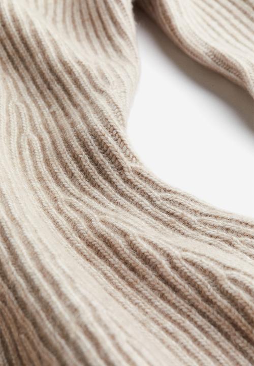 H&M - Rib-knit peplum top - beige