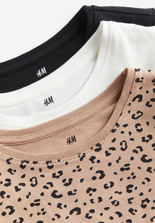 H&M - 3 pack long-sleeved tops - beige leopard print