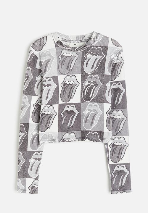 H&M - Printed jersey top - grey/the rolling stones