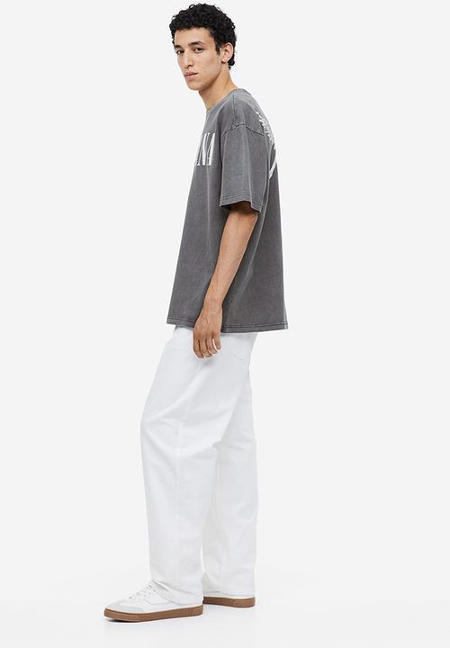 H&M - Loose fit printed T-shirt - dark grey nirvana