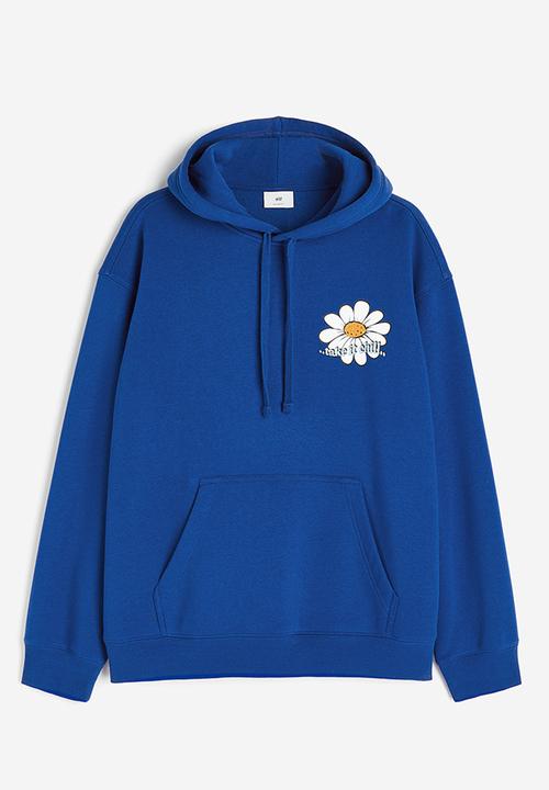 H&M - Loose fit printed hoodie - bright blue flowers 