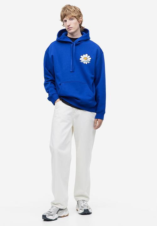 H&M - Loose fit printed hoodie - bright blue flowers 