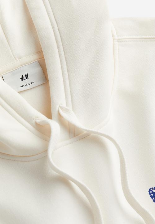 H&M - Loose fit printed hoodie - white butterfly