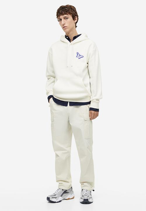 H&M - Loose fit printed hoodie - white butterfly
