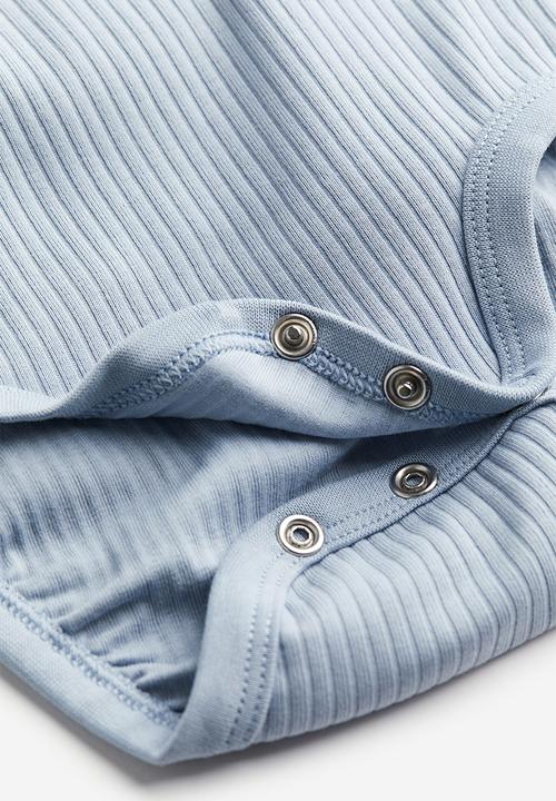 H&M - 3 pack ribbed bodysuits - light blue & light grey marl 