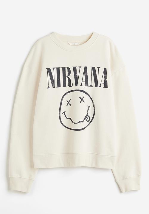 H&M - Motif-detail sweatshirt - cream nirvana