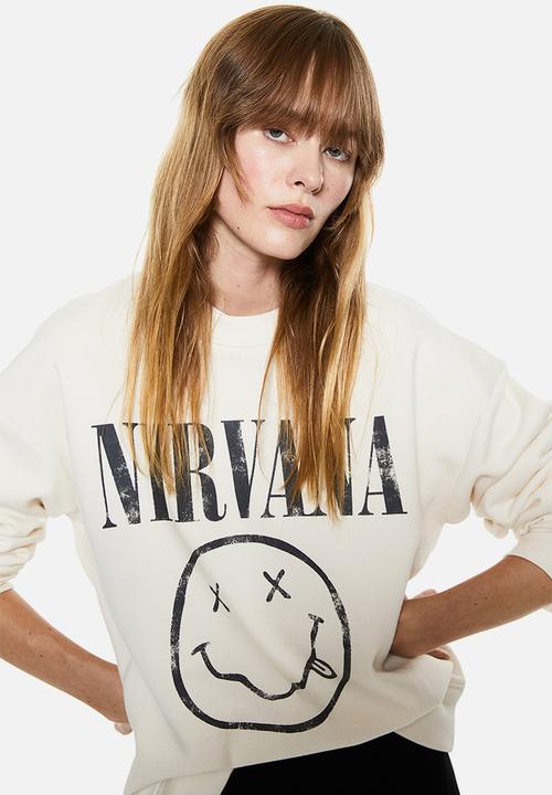 H&M - Motif-detail sweatshirt - cream nirvana