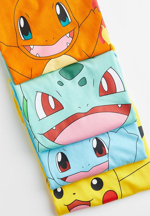 H&M - 4 pack long-sleeved printed tops - yellow pokémon